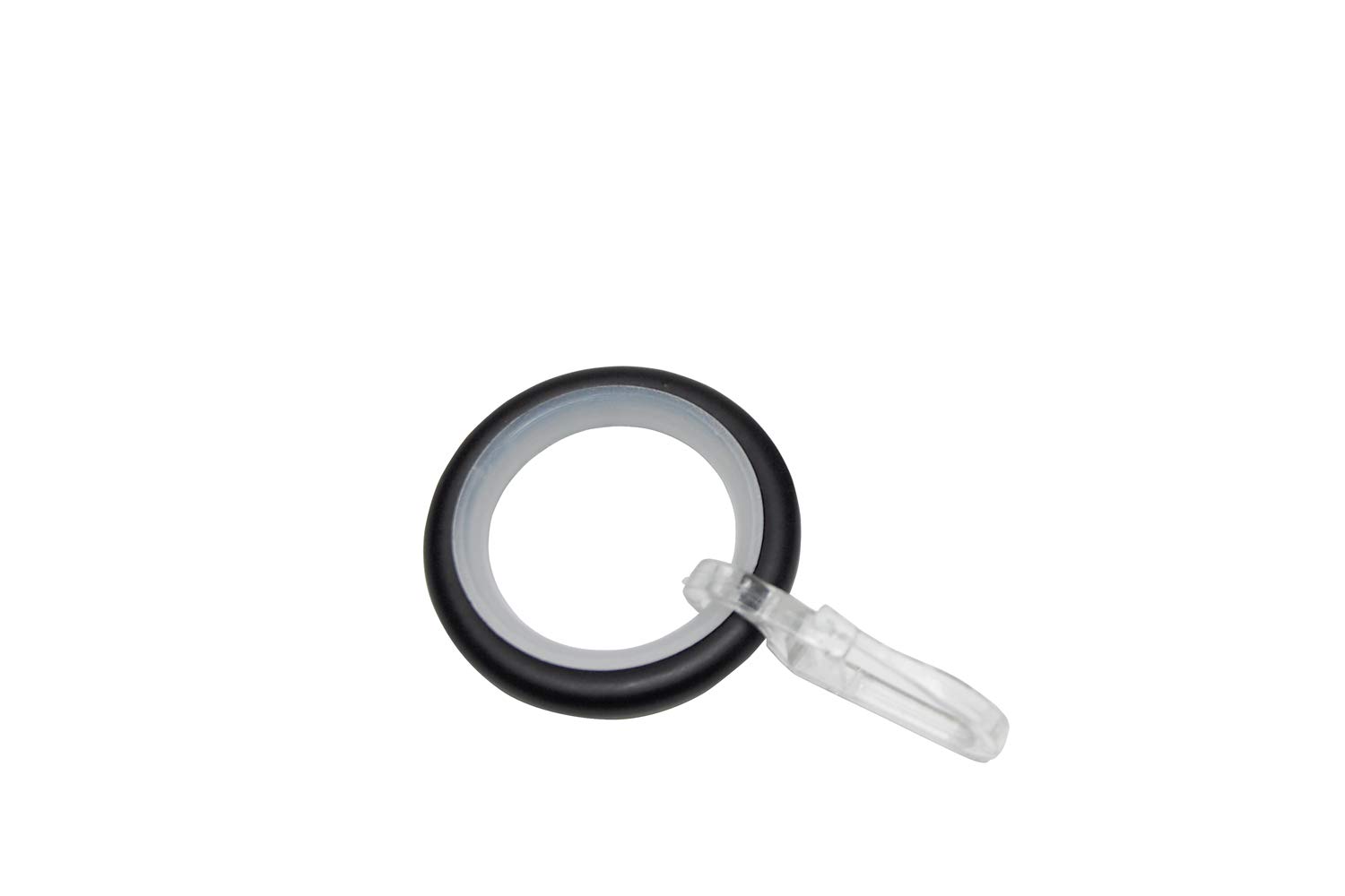 Gardinia Curtain rings for curtain rods with diameter 16 mm, with sliding insert and curtain hooks, 10 pieces, width 4.6 mm, inner diameter 25 mm, outer diameter 34 mm, metal, matte black