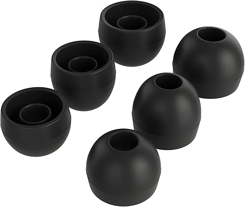 Puntas de repuesto para auriculares [3 pares] de goma de gel para auriculares intraurales, auriculares, color negro