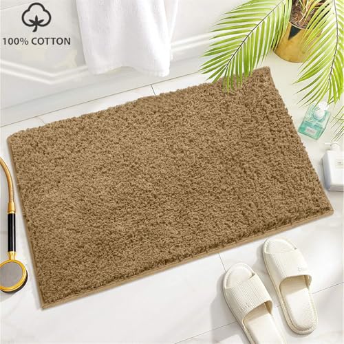 Image of Luxe Home Colosseum Bath Mat 100% Cotton (40x60 cm) Super Soft Non-Slip Bathroom Mat for Bedroom Door (Chocolate) Pack of 1