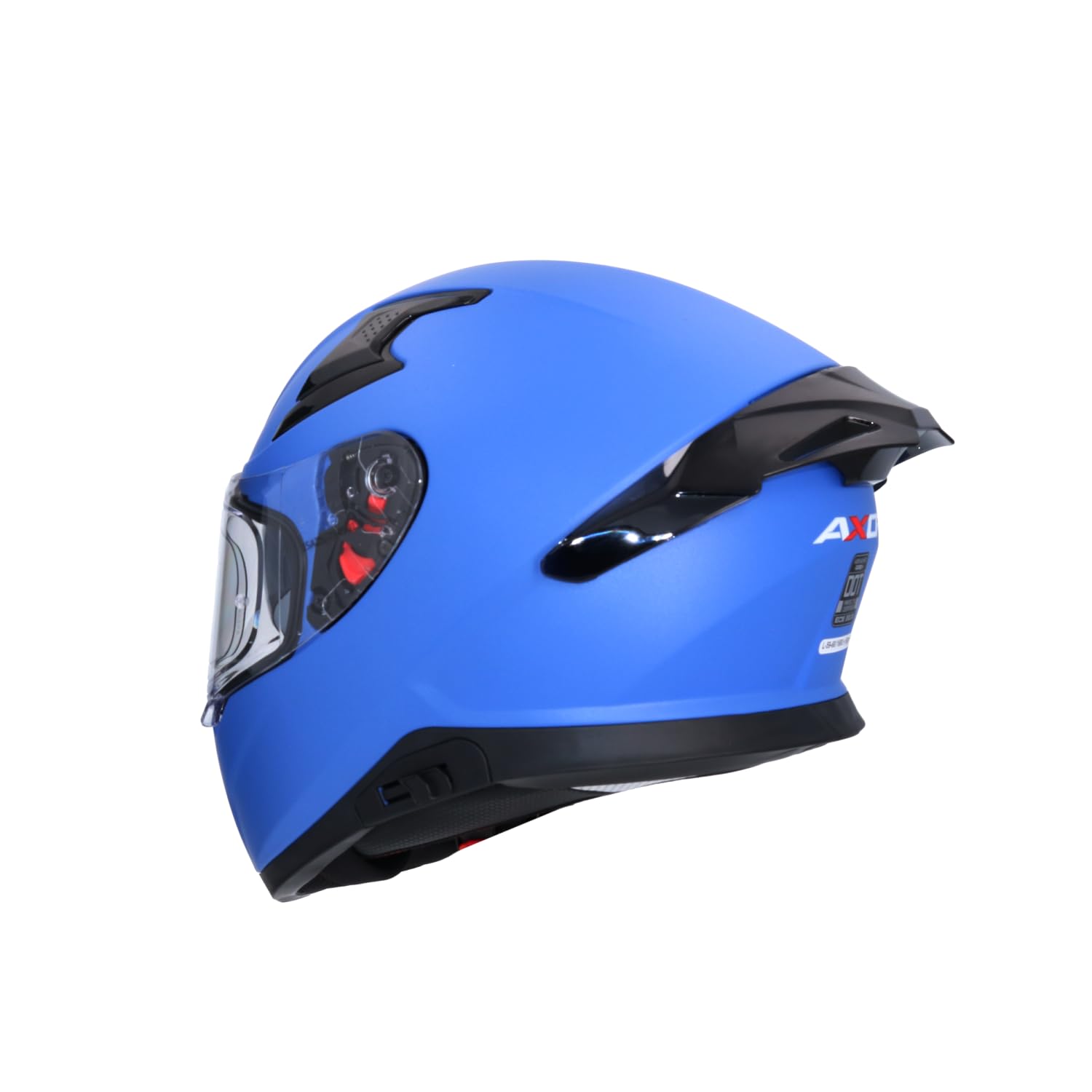 Casco AXOR Apex Solid Casco Integral de Moto Azul Mate con Pantalla Extra y Lente Solar, Diseño Deportivo, Talla XXL