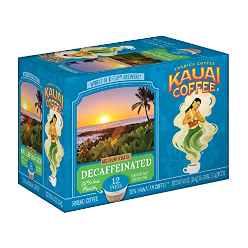 Kauai Coffee Single Serve Pods, Decaf Medium Roast - Arabica Coffee from Hawaii�fs Largest Coffee Grower, Compatible with Keurig 