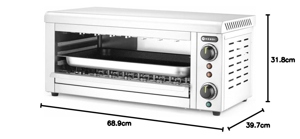HENDI Salamandra elettrica professionale, quarzo infrarosso, GN 1/1, 230V, 3645W, 689x397x(H)318mm, acciaio inox