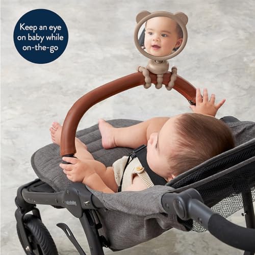 Image of Itzy Ritzy Stroller Accessory - Features 360 Degree Swivel Design, Tilting & Flexible, Easy-Attach Wraparound Legs (Bear) - Stroller Mirror