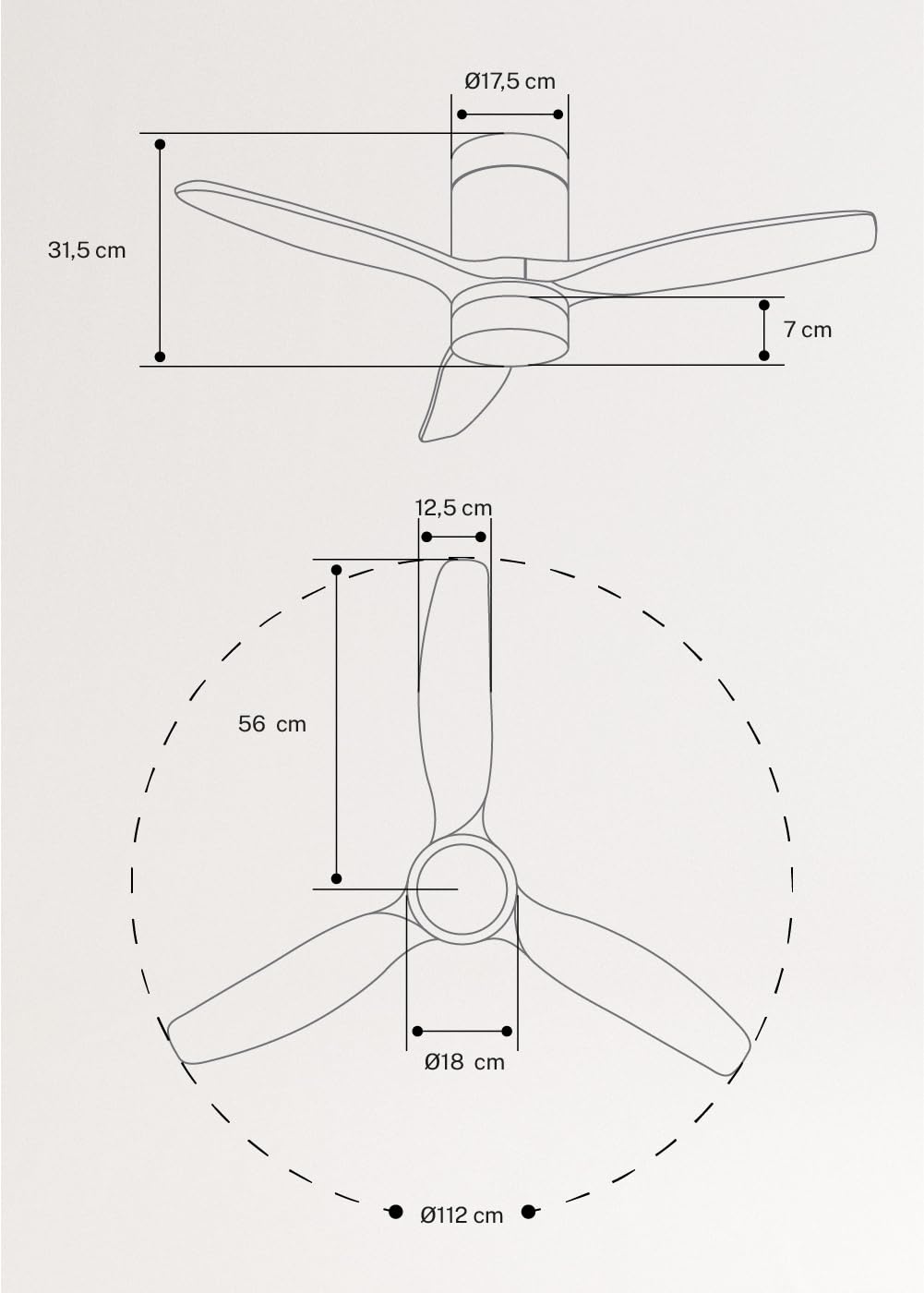 CREATE / WINDCALM NATURAL WOOD S/Ventilador de techo blanco con mando / 40W, Temporizador, Ø112 cm, 6 velocidades, 3 temperaturas de luz, función verano-invierno