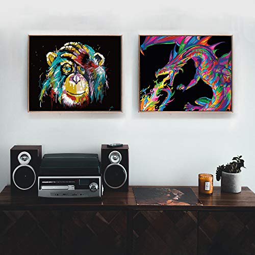 Bougimal Malen Nach Zahlen Erwachsene Tiere ohne Rahmen inklusive Pinsel und Acrylfarben - 40 x 50 cm, AFFE – Bild 8