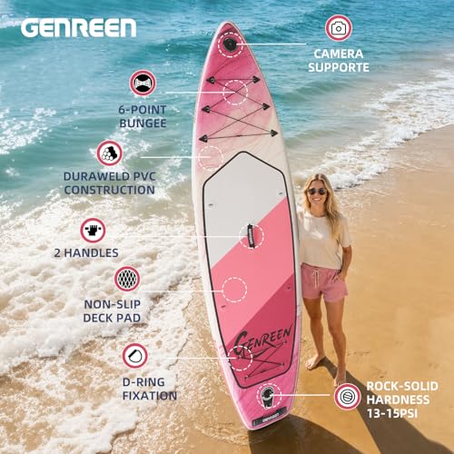 Image of Inflatable Stand-Up Paddle Boards - Available 32 inch /33 inch /34 inch Widths Inflatable Paddle Board with SUP Accessories, Camera Mount, Basic All-Around SUP Board for All Skill Levels, Up to 450lbs