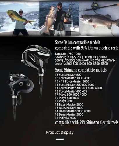 YDFunHowie Electric Reel Cable. 4.9FT Rust-Proof Material. Compatible with Daiwa Tanacom Seaborg Shimano Plays ForceMaster Electric Reel