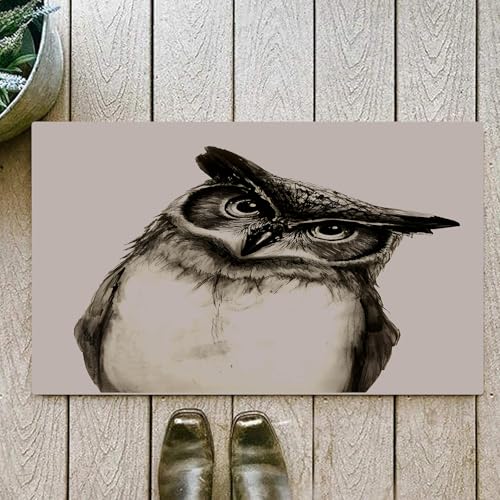 OHJEAJDS Tappeto Bagno - Tappeto multiuso antiscivolo per ingresso,cucina,camera,bagno,Soffice Tappeto Doccia,disegno di una figura di un gufo matita,60x100cm