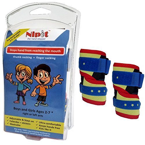 [2-Pack] (Age 2-7) NIPIT Thumb Sucking Stop for Kids and Stop Finger Sucking - Prevent Hand-to-FACE Habits with NIPIT Hand Stopper for Toddlers Kids | Thumb Sucking Glove | Thumb Sucking Nail Polish