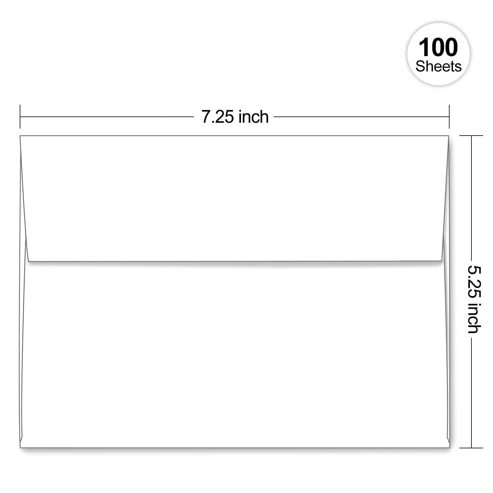 Goefun - Paquete de 100 sobres blancos tamaño A7, sobres autoadhesivos imprimibles para tarjetas de 5 x 7 pulgadas, invitaciones, bodas, graduación, fotos, baby shower, 5.25 x 7.25 pulgadas, 120 g/m²
