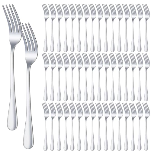 48 Pcs Dinner Stainless Steel Forks Set 7.5 Inch Silverware Forks Bulk Metal Salad Mirror Polished Forks for Dessert Home Kitchen Restaurant