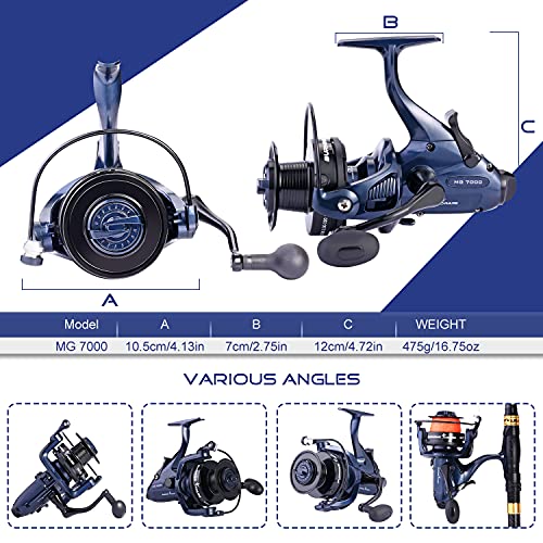 Image of Sougayilang Spinning Fishing Reel 12+1BB Metal Body Smooth Carp Spinning Reels for Saltwater Freshwater Fishing-MG7000