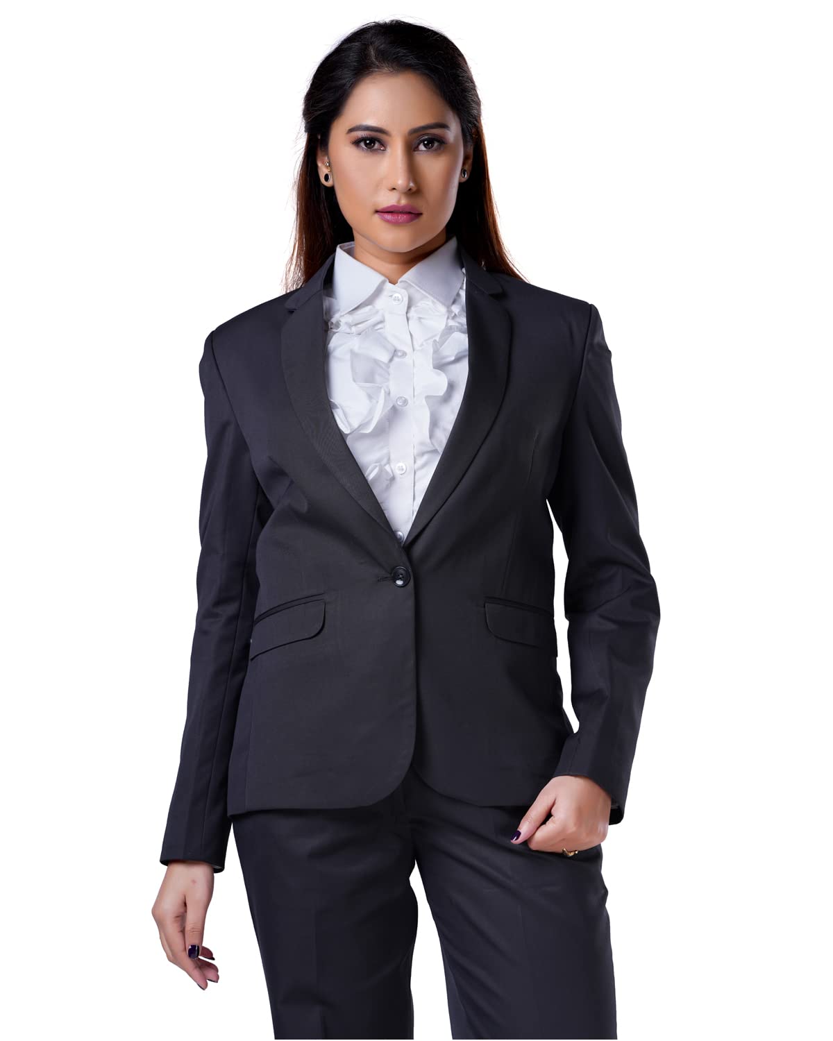 charcoal fashion Women's Solid Grey Regular Fit Formal Blazer-picture-46