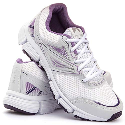 Tênis Feminino Esportivo com Cadarço Branco e Lilás e Squeeze Cor:Branco;Tamanho:34;Gênero:Feminino