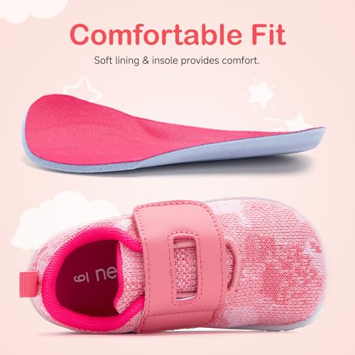 nerteo Toddler Wide Toe Walking Shoes Girls Barefoot Shoes Breathable Lightweight Tennis Shoes2