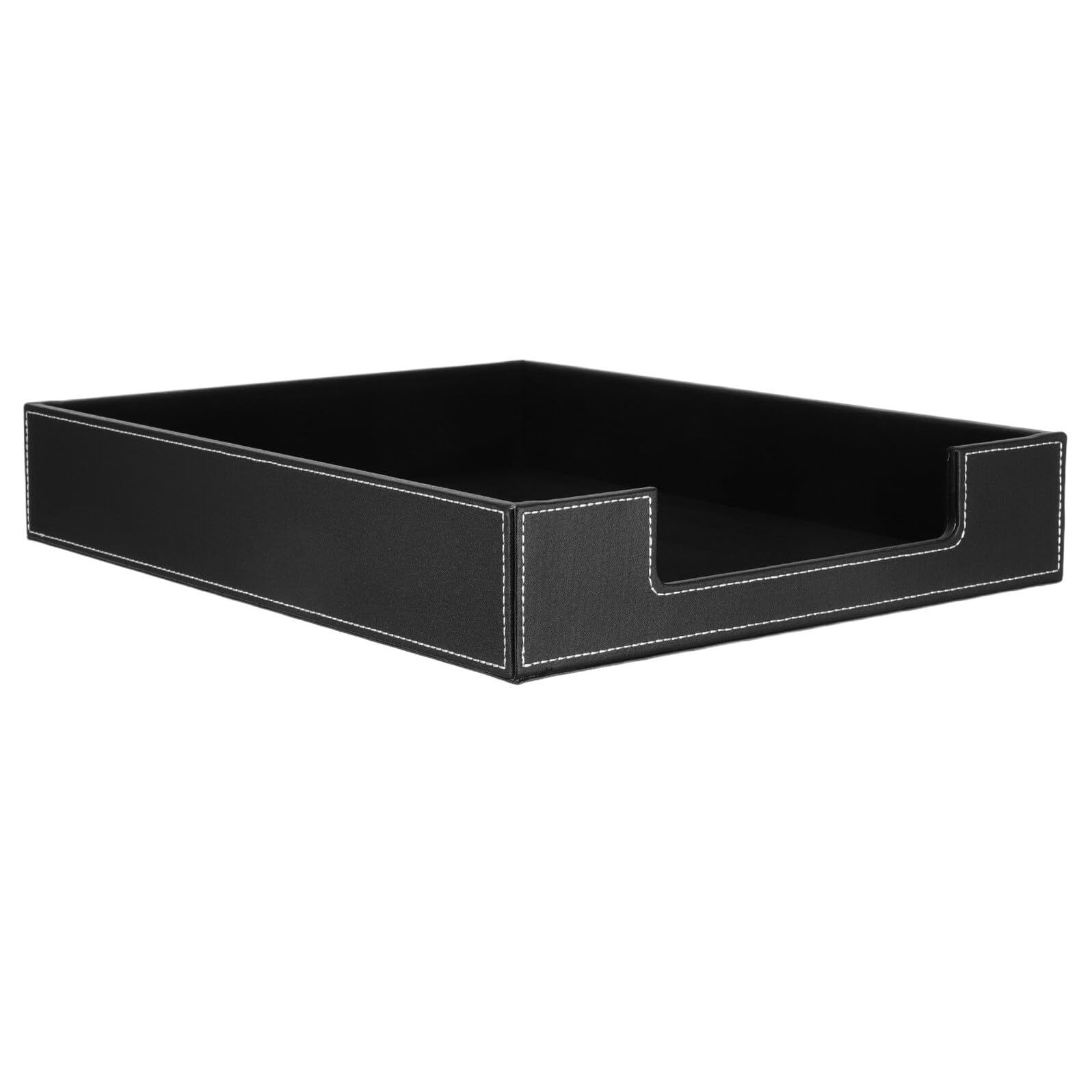 BESTonZON Vassoio Portadocumenti per Scrivania in Pelle Pu Nero, Organizzatore di File per Ufficio Impilabile, Porta Lettere A4 per Desktop, Supporto Cartaceo Resistente e Accesso Rapido