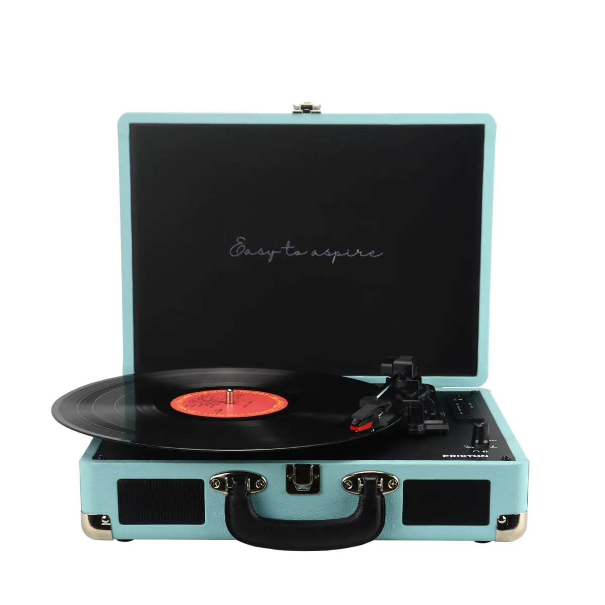 PRIXTON Platine Vinyle VC400, Tourne-​Disque Vintage avec Bluetooth, Lecteur et Convertisseur des vinyles, 2 Haut-​parleurs intégrés, Design Mallette, 3 Vitesses 33/​45/​78, Couleur Bleu