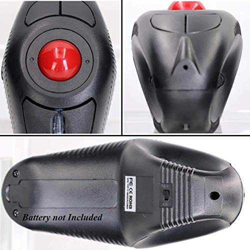 Eigiis 2.4G Ergonomic Trackball Finger Handheld Usb Wireless Mouse For Pc Laptop Mac Left And Right Handed User (Black Wireless Red Trackball) #TOP6