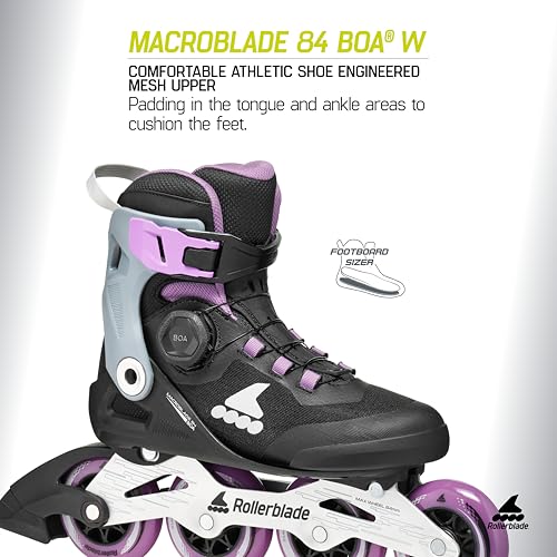 Rollerblade Macroblade 84 BOA® Women's Adult Fitness Inline Skate, Black/Lavender/Blue Star, Performance Inline Skates by Rollerblade - Used condition - Image 3