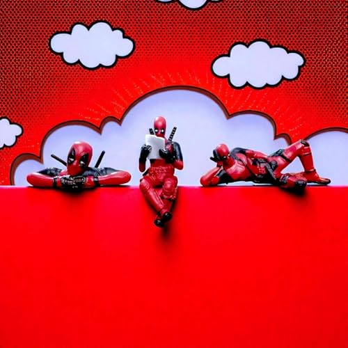 Image of ZYCRONIX Action Figure Set, 3 Pieces, PVC, Movable Joint, Collectible Toy Figures for Car Dashboard, Office Desk, Home Decoration, Kids Gift (Red)