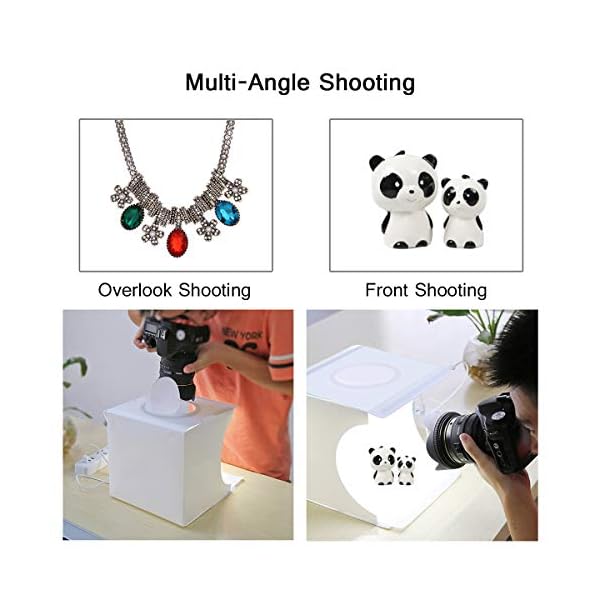 Fotostudio Lichtzelt 24x23x22cm Tragbare Faltbare Fotografie Schießzelt Fotobox Kit mit 3200k-6500k Dimmbare 64 LED… – Bild 8