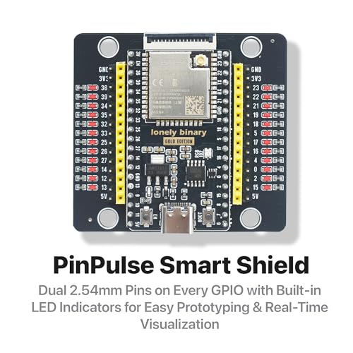 Image of Lonely Binary 3-Pack ESP32 WROOM-32UE IPEX Antenna GPIO LED for Arduino | 3 boards + antennas + PinPulse shields; WROOM-32UE, external 2.4GHz, extended range; dual M /F headers; MicroPython, ESP-IDF