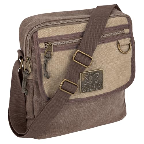 SCRUFFY DOG Crossbody Messenger Bag for Men and Women - Canvas Shoulder Bags with Adjustable Strap - Small - 11 inch