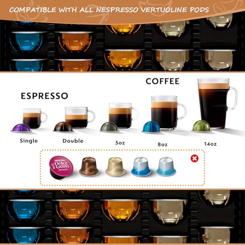 Coffee Pod Rolling Drawer Organizer with Crystal Clear Tempered Glass Topboard, Compatible for 75 Small or 50 Big Nespresso Vertuo Pods