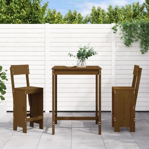 Ensemble de bar de jardin 3 pièces Homgoday en bois de pin marron - 2