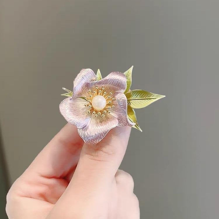 Image of Elegant Floral Brooch Pins for Women, Sweater Shawl Silk Cardigan Lapel Pins, Cardigan Jewelry Suit Shirt Accessory with Crystal CZ Flowers Brooches Pins for Women