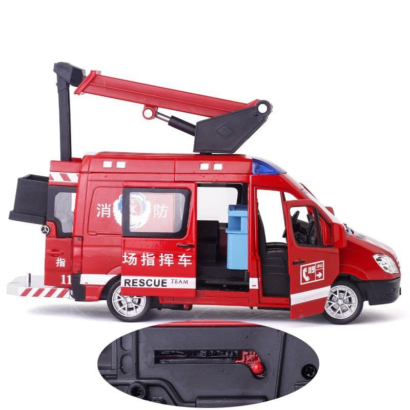 Pihura 1 32 Scale City Services Ambulance Police Car Fire Rescue Model | Alloy Die Cast Metal Pull Back Toy Cars | Fire Truck Model for Kids | Interactive Vehicle Playset for Role Play 2
