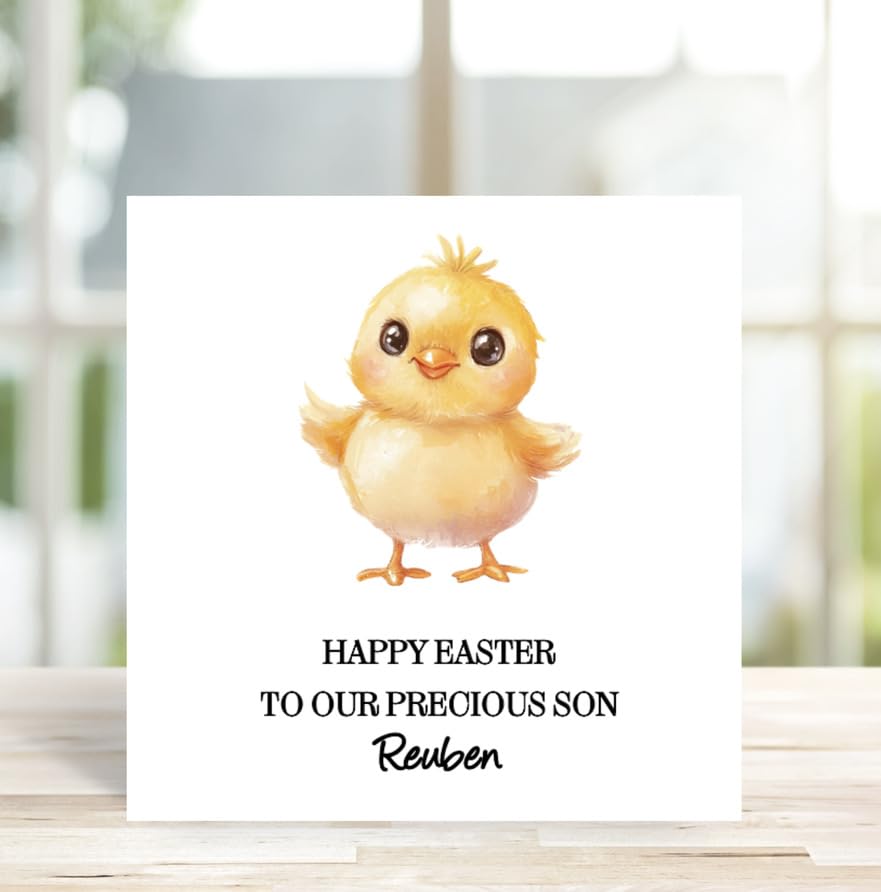 Personalised Easter Chick Card, Easter Card, Personalised Easter Card for daughter, son, granddaughter, grandson - any text