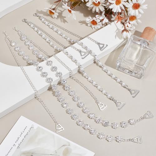 Image of FREEBLOSS 2 Pairs Rhinestone Shoulder Straps Rhinestone Bra Strap Rhinestone Adjustable bra shoulder straps Bridal Wedding Dress Bra Shoulder Chain Rhinestone Decorative Bra Straps for Women