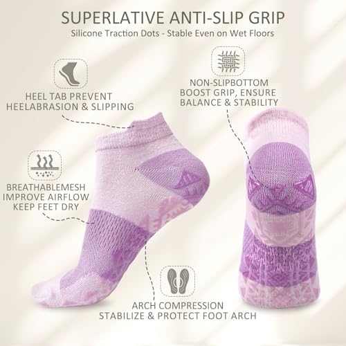 4 Pairs Pilates Grip Socks for Women Yoga Barre Grippy Socks Non Slip Grip socks for Yoga, Barre, Barefoot3