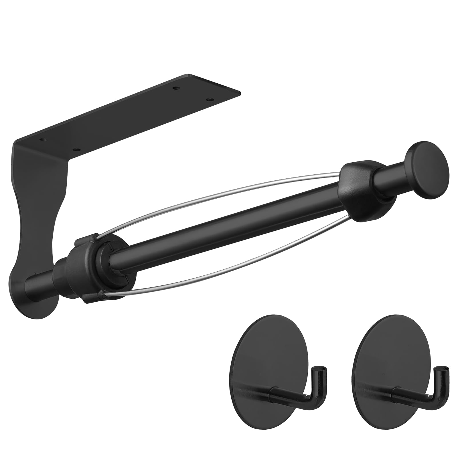 2 barre portasciugamani in plastica, montaggio a parete, coperchio per vaso, autoadesivo, organizer per bar, accessori da bagno, per cucina, bagno, WC (bianco, 34 cm