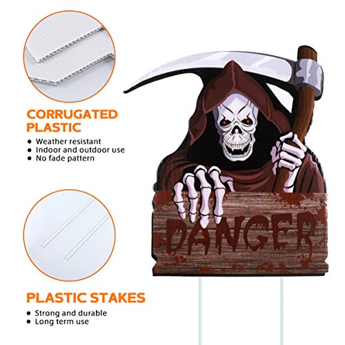 IMIKEYA 【2020 mais recente】 Placas de quintal para Halloween, avisos, estaca de quintal para Hallowe