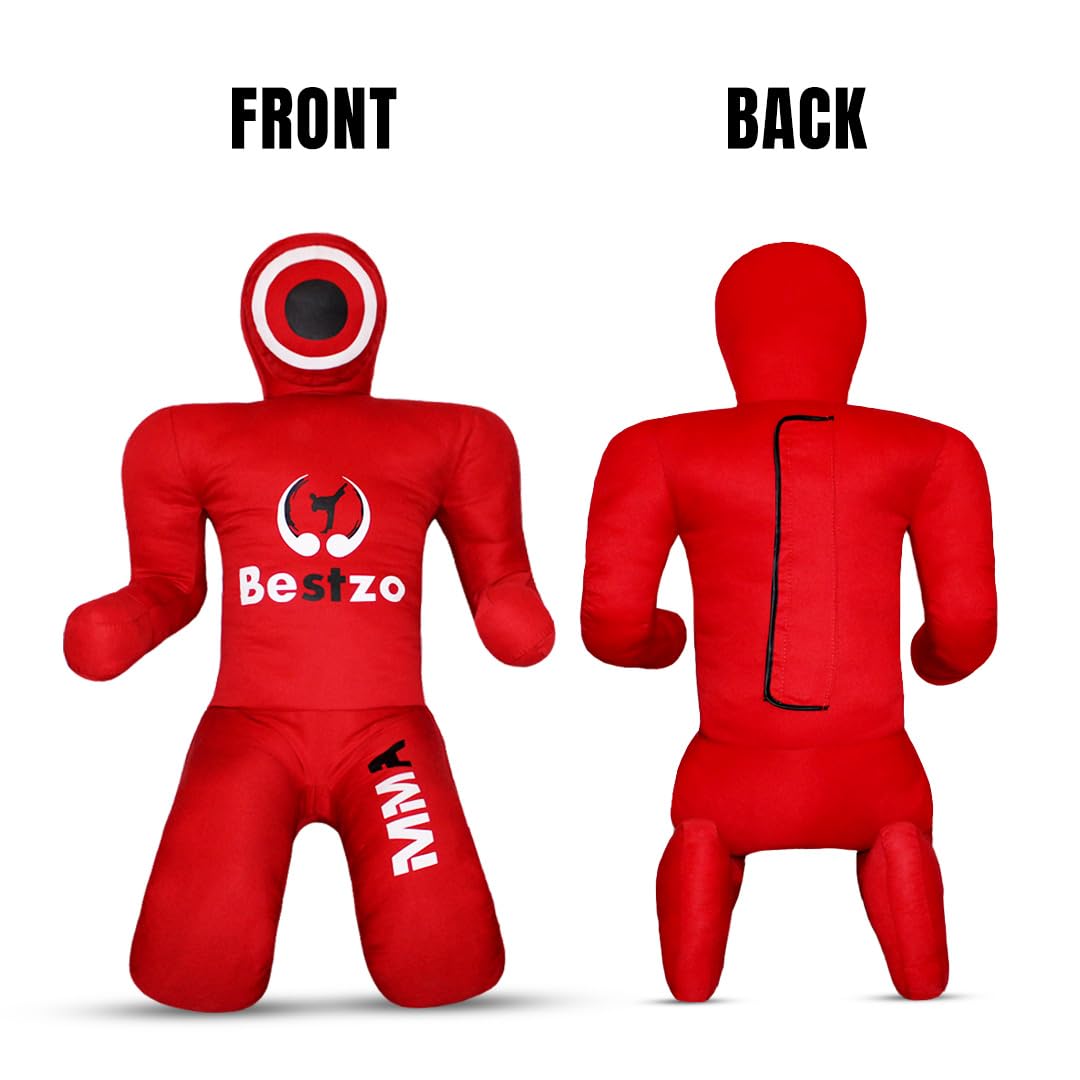 MMA Grappling Dummy- Brazilian Jiu Jitsu Dummy Wrestling Grappling BJJ Dummy, Judo Punching Bag Throwing Dummy for Karate, Boxing Training Red-UNFILLED (70 in (6FT))