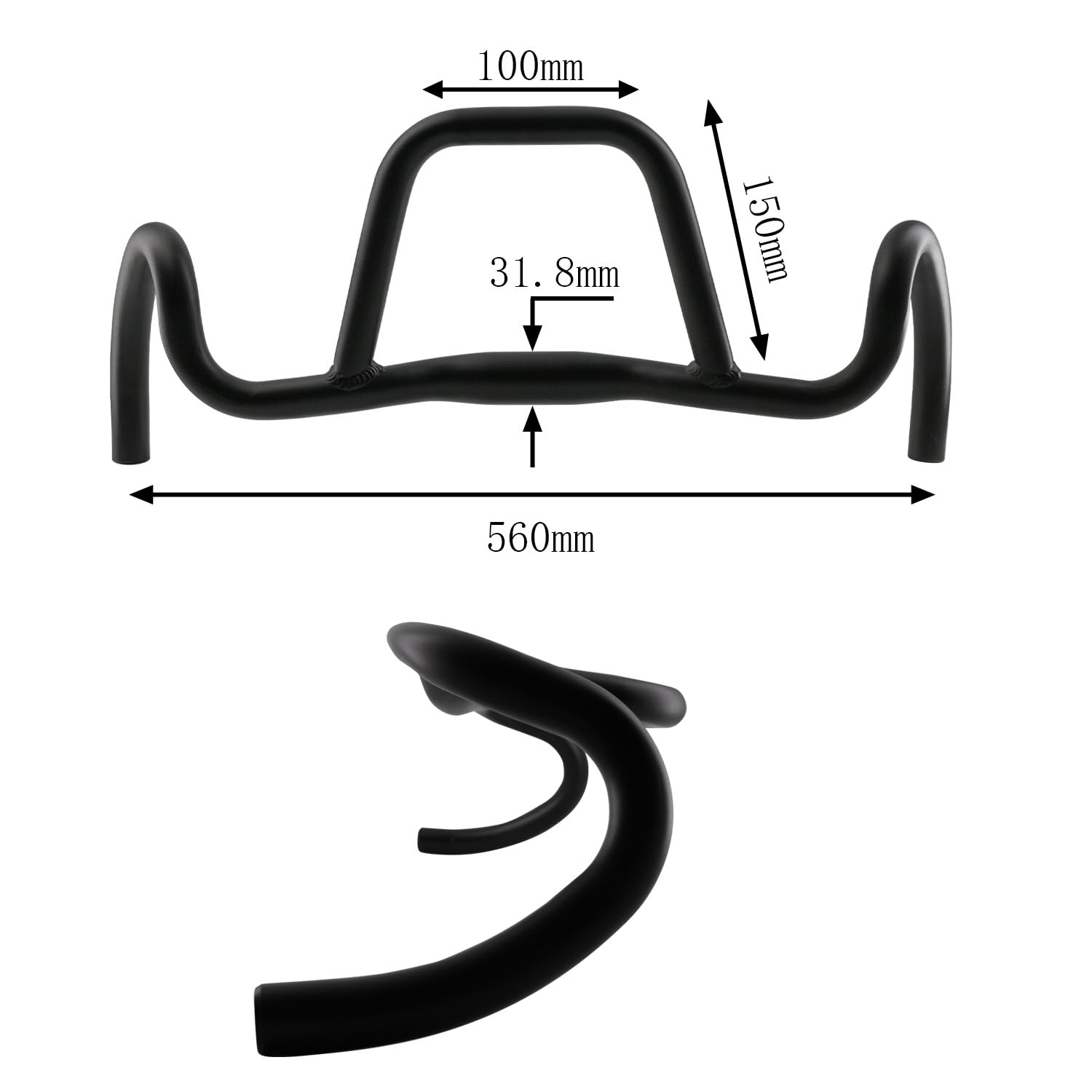 SENQI Fahrrad-Lenker, Aluminiumlegierung, Rundrohr, Kies-Lenker, 31,8 Durchmesser, 420 mm-520 mm, 440 mm-540 mm, 460 mm-560 mm, 20 mm Spülenhöhe, für Touri (460 mm-560 mm)