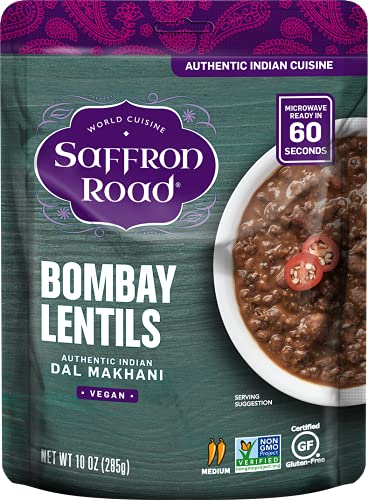 Saffron Road Bombay Lentils Meal Pouch - 6 Pack, 10 Oz Each - Vegan, Gluten-Free, Non Gmo, Halal And Kosher #TOP1