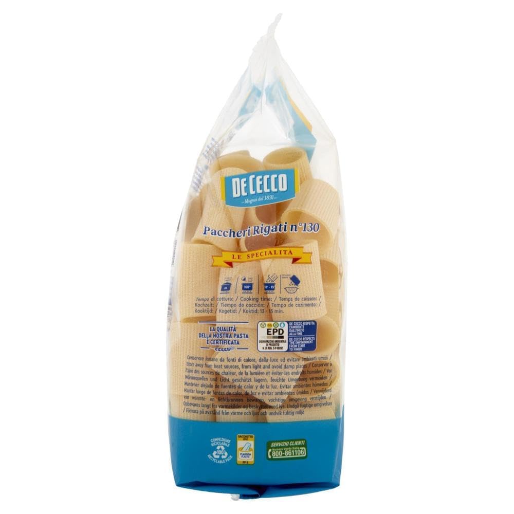 Italian Gourmet Paccheri Rigati N°130 12 x 500g + Polpa offerte
