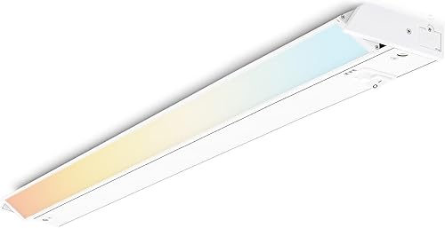 PARMIDA - Iluminación LED giratoria para debajo del gabinete, instalación cableada o enchufable, 32 pulgadas, 18 W, 3CCT seleccionable por color,