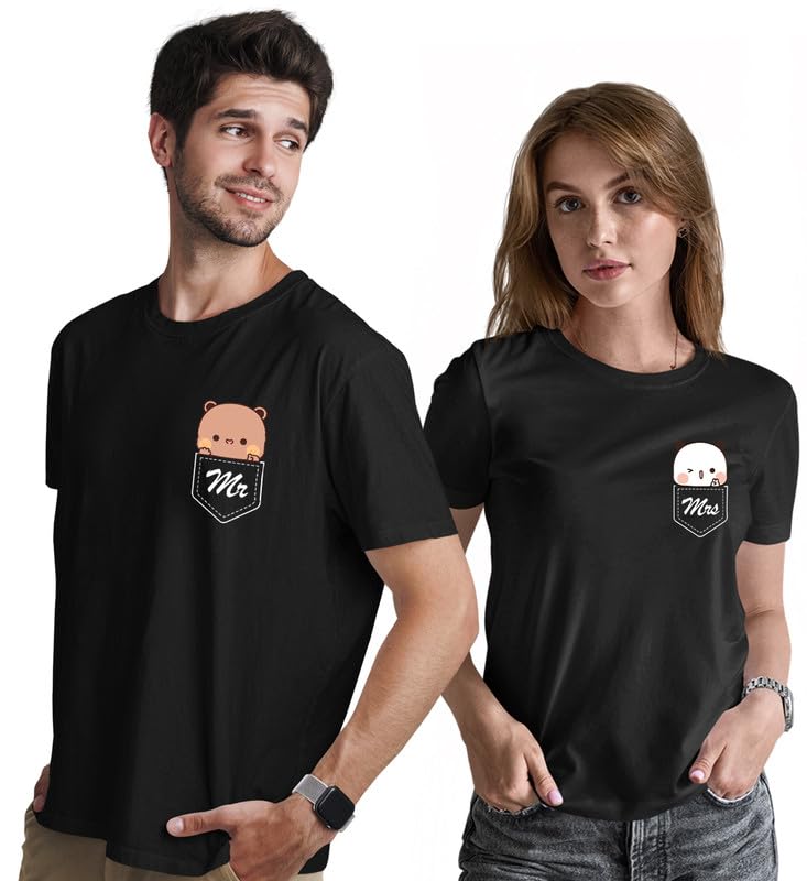 Image of INDISSH Couple Love Printed 100% Cotton Tshirt for Men and Women - CP-MRMRS