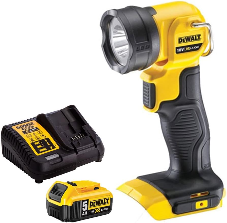 Dewalt DCL040N 18V Cordless Work Light Torch with 1 x 5.0Ah Battery & Charger