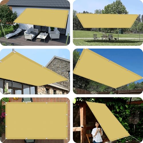 Voile d'ombrage 320x360 cm imperméable jaune sable pour terrasse