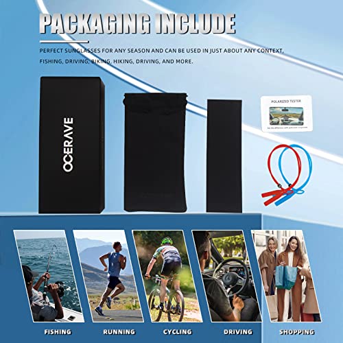 Ocerave 2 Pack Polarized Sports Sunglasses For Men Women Baseball Fishing Cycling Running Golf Motorcycle Tac Glasses With Sunglasses Strap Uv400 Protection Goggles (Blue +Red) #TOP6