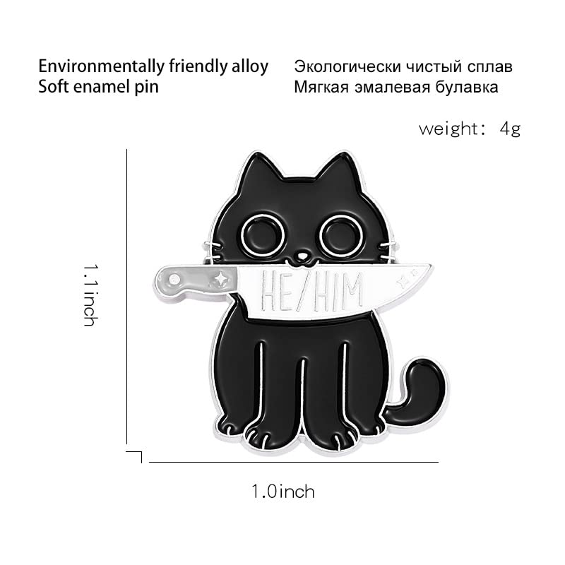 Image of LGBTQ Pin Black Cat with Knife Enamel Pin Cute Animal Enamel Brooch Pin for Jackets Backpacks