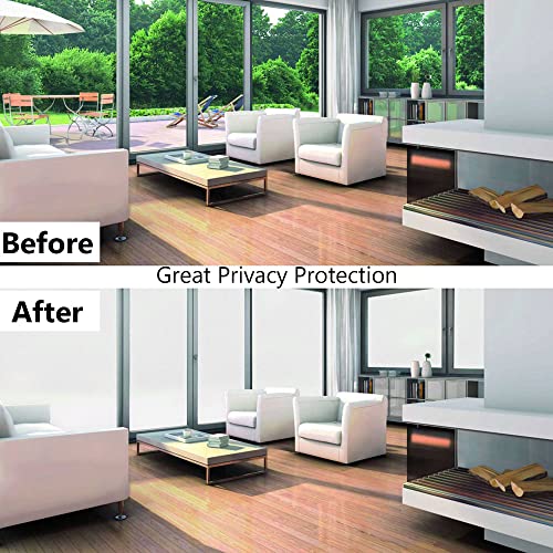 Conkov Window Privacy Film No Glue Frosted Glass Sticker Static Clings Non Adhesive Removable Opaque Vinyl Decorative Window Anti-Uv Coverings For Bathroom Door Home Office (White, 17.5In By 78.7In) #TOP3