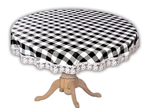 Image of The Furnishing Tree Round Shaped Center Table Cover WxL 48x48 inches with White Border lace