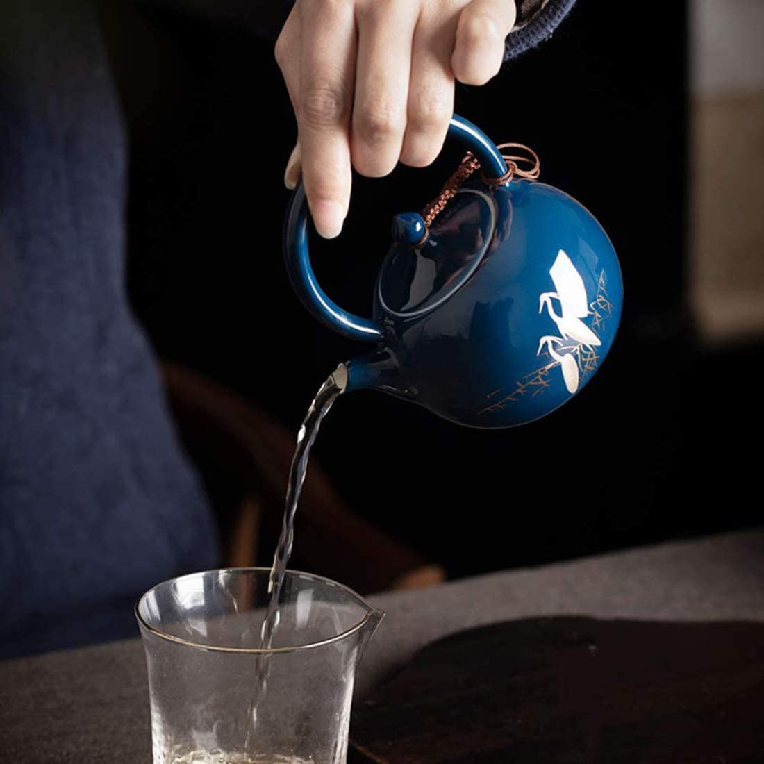 RUVOO Tetera Hierro Fundido Tetera Japonesa Tetera de cerámica con diseño de Garza de 230ml, Tetera de Porcelana China para el hogar y la Oficina China Tetera Hierro
