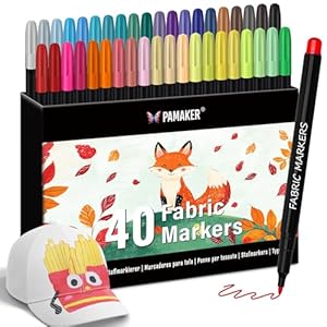 Pamaker 40 Textilstifte Stoffmalfarben Waschmaschinenfest